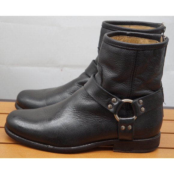 Frye Phillip Harness 4001 K 14 Moto Biker Zip Boots Black Women's Size US 8 B - Picture 4 of 11